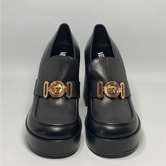 Versace Logo Leather Platform Pumps size 40 - Picture 3 of 15